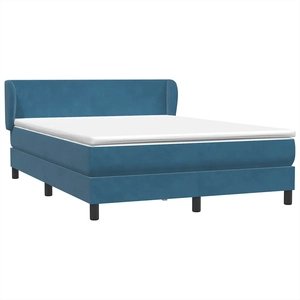vidaXL Sommier à lattes de lit et matelas Bleu foncé 180x200cm Velours pas cher