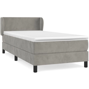 vidaXL Sommier à lattes de lit et matelas Gris clair 180x200cm Velours pas cher