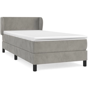 vidaXL Sommier à lattes de lit et matelas Gris clair 90x200 cm Velours pas cher