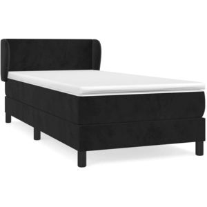 vidaXL Sommier à lattes de lit et matelas Noir 80x200 cm Velours pas cher