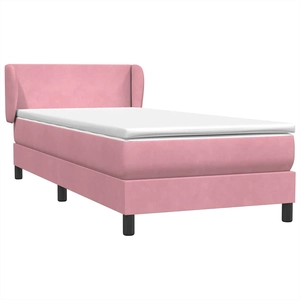 vidaXL Sommier à lattes de lit avec matelas Rose 140x200 cm Velours pas cher