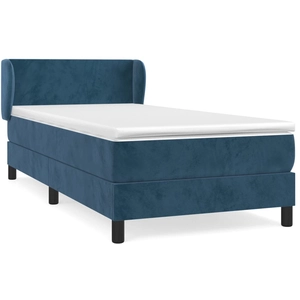 vidaXL Sommier à lattes de lit et matelas Bleu foncé 160x200cm Velours pas cher