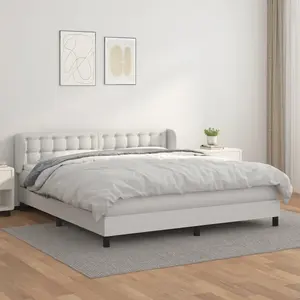 vidaXL Sommier à lattes de lit avec matelas Blanc 180x200cm Similicuir pas cher