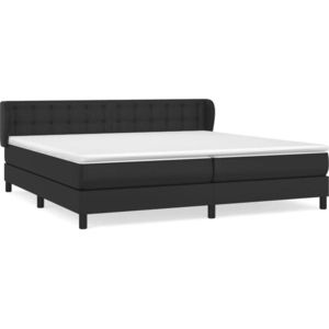 vidaXL Sommier à lattes de lit avec matelas Noir 200x200 cm Similicuir pas cher