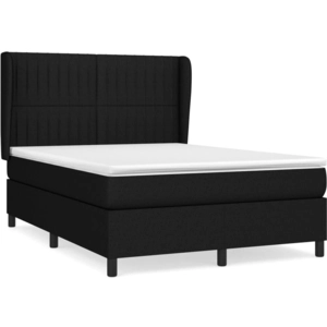 vidaXL Sommier à lattes de lit avec matelas Noir 140x190 cm Tissu pas cher
