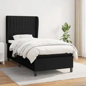 vidaXL Sommier à lattes de lit avec matelas Noir 90x200 cm Tissu pas cher
