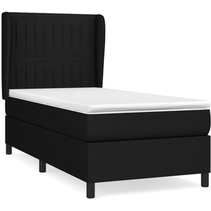 vidaXL Sommier à lattes de lit avec matelas Noir 100x200 cm Tissu pas cher