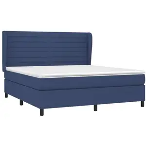 vidaXL Sommier à lattes de lit avec matelas Bleu 180x200 cm Tissu pas cher