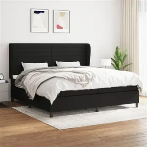 vidaXL Sommier à lattes de lit avec matelas Noir 200x200 cm Tissu pas cher