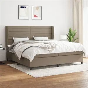 vidaXL Sommier à lattes de lit avec matelas Taupe 200x200 cm Tissu pas cher