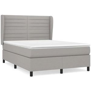 vidaXL Sommier à lattes de lit avec matelas Gris clair 140x190cm Tissu pas cher