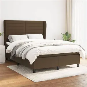 vidaXL Sommier à lattes de lit avec matelas Marron foncé 140x190 cm pas cher