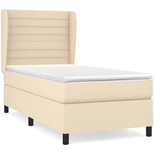 vidaXL Sommier à lattes de lit avec matelas Crème 90x200 cm Tissu pas cher