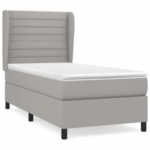 vidaXL Sommier à lattes de lit avec matelas Gris clair 100x200cm Tissu pas cher