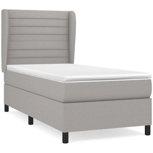 vidaXL Sommier à lattes de lit et matelas Gris clair 90x190 cm Tissu pas cher