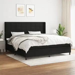 vidaXL Sommier à lattes de lit avec matelas Noir 200x200 cm Tissu pas cher