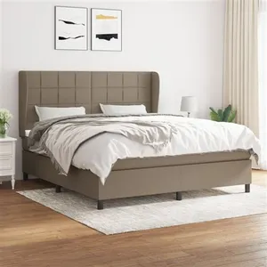 vidaXL Sommier à lattes de lit avec matelas Taupe 180x200 cm Tissu pas cher