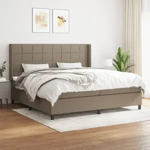 vidaXL Sommier à lattes de lit avec matelas Taupe 200x200 cm Tissu pas cher
