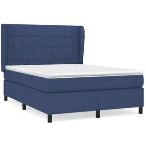 vidaXL Sommier à lattes de lit avec matelas Bleu 140x190 cm Tissu pas cher