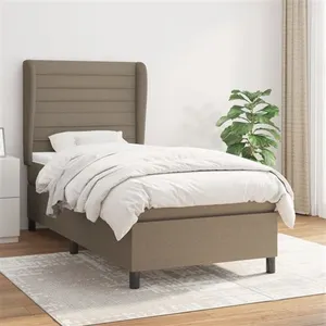 vidaXL Sommier à lattes de lit avec matelas Taupe 80x200 cm Tissu pas cher