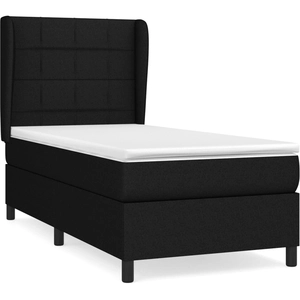 vidaXL Sommier à lattes de lit avec matelas Noir 100x200 cm Tissu pas cher