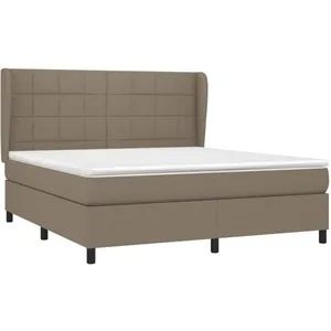 vidaXL Sommier à lattes de lit avec matelas Taupe 160x200 cm Tissu pas cher