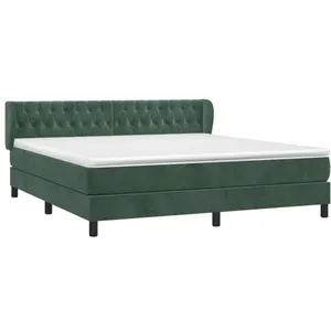 vidaXL Sommier à lattes de lit et matelas Vert foncé 180x200cm Velours pas cher