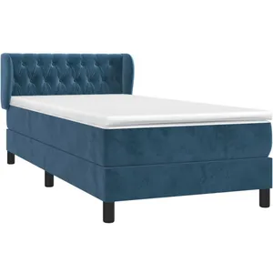 vidaXL Sommier à lattes de lit avec matelas Bleu foncé 90x190 cm pas cher