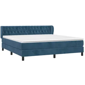 vidaXL Sommier à lattes de lit et matelas Bleu foncé 160x200cm Velours pas cher