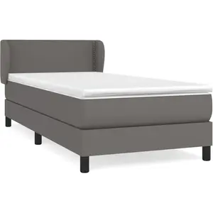 vidaXL Sommier à lattes de lit avec matelas Gris 80x200 cm Similicuir pas cher