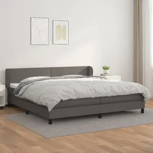vidaXL Sommier à lattes de lit avec matelas Gris 200x200 cm Similicuir pas cher