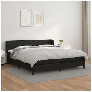 vidaXL Sommier à lattes de lit avec matelas Noir 180x200 cm Similicuir pas cher