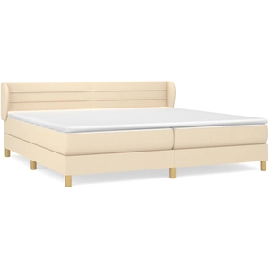 vidaXL Sommier à lattes de lit avec matelas Crème 200x200 cm Tissu pas cher