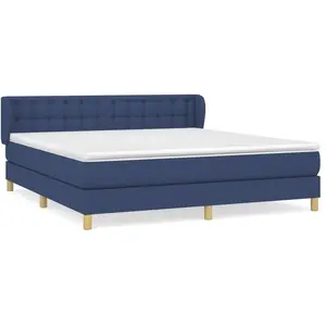 vidaXL Sommier à lattes de lit avec matelas Bleu 180x200 cm Tissu pas cher