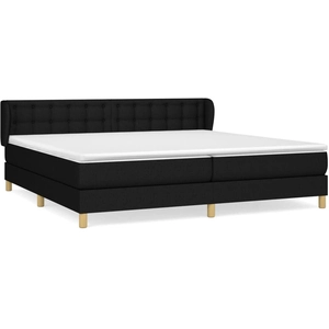 vidaXL Sommier à lattes de lit avec matelas Noir 200x200 cm Tissu pas cher