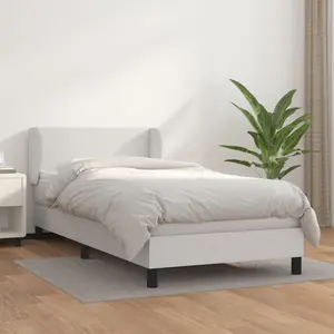 vidaXL Sommier à lattes de lit avec matelas Blanc 90x200 cm Similicuir pas cher