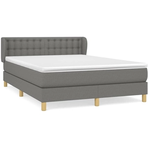 vidaXL Sommier à lattes de lit avec matelas Gris foncé 160x200cm Tissu pas cher