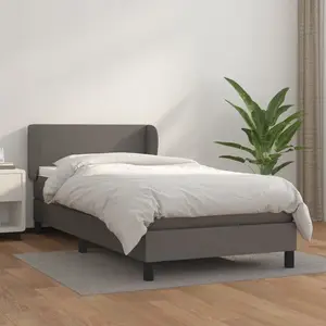 vidaXL Sommier à lattes de lit avec matelas Gris 100x200 cm Similicuir pas cher