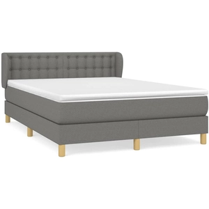 vidaXL Sommier à lattes de lit avec matelas Gris foncé 140x200cm Tissu pas cher
