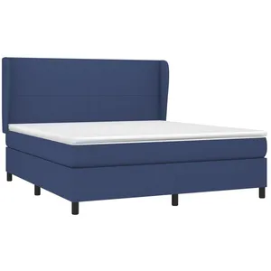 vidaXL Sommier à lattes de lit avec matelas Bleu 160x200 cm Tissu pas cher