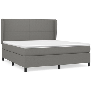 vidaXL Sommier à lattes de lit avec matelas Gris foncé 160x200cm Tissu pas cher