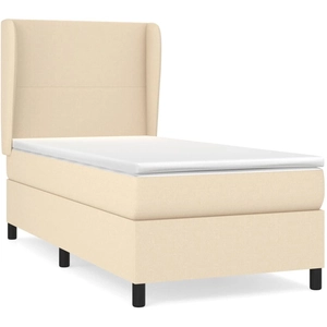 vidaXL Sommier à lattes de lit avec matelas Crème 100x200 cm Tissu pas cher