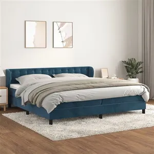 vidaXL Sommier à lattes de lit et matelas Bleu foncé 200x200cm Velours pas cher