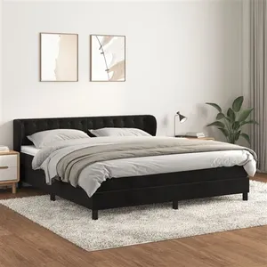 vidaXL Sommier à lattes de lit avec matelas Noir 180x200 cm Velours pas cher