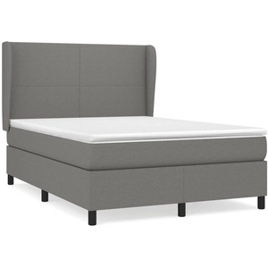 vidaXL Sommier à lattes de lit avec matelas Gris foncé 140x190cm Tissu pas cher