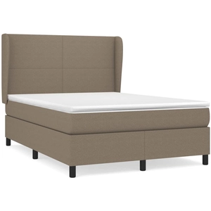 vidaXL Sommier à lattes de lit avec matelas Taupe 140x190 cm Tissu pas cher