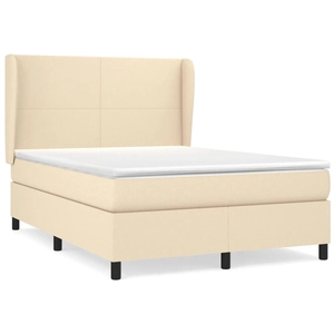 vidaXL Sommier à lattes de lit avec matelas Crème 140x190 cm Tissu pas cher