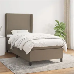 vidaXL Sommier à lattes de lit avec matelas Taupe 90x190 cm Tissu pas cher