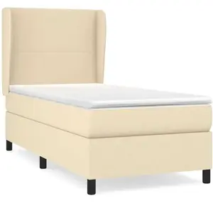 vidaXL Sommier à lattes de lit et matelas Crème 90x190 cm Tissu pas cher