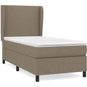 vidaXL Sommier à lattes de lit avec matelas Taupe 90x200 cm Tissu pas cher